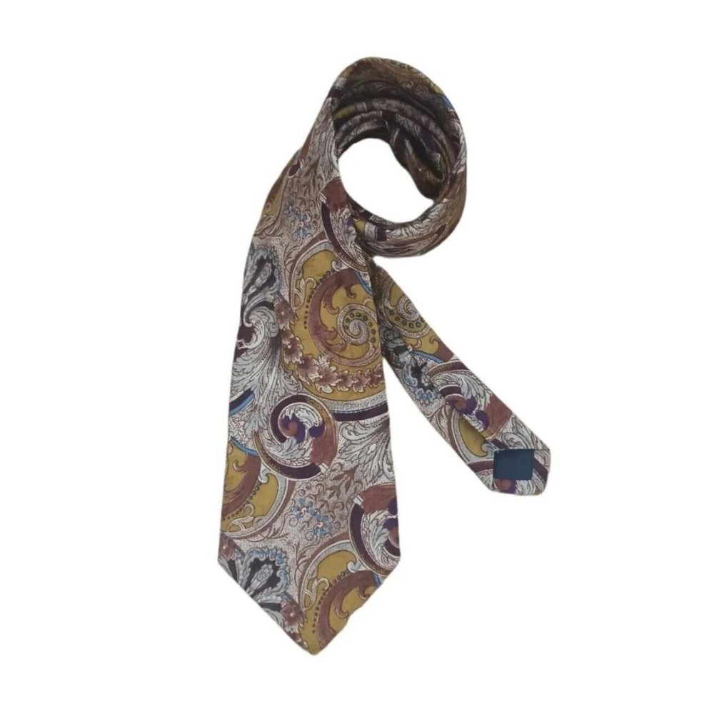 BURBERRYS Multicolored Paisley Silk Tie HANDMADE USA 60"/ 3,7" EX COND - Picture 2 of 9